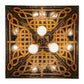 Meyda Lighting Knotwork Mission 24" 3-Light Mahogany Bronze Pendant Light With Multi-Colored Art Shade Glass