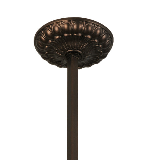 Meyda Lighting Knotwork Mission 24" 3-Light Mahogany Bronze Pendant Light With Multi-Colored Art Shade Glass