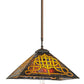 Meyda Lighting Knotwork Mission 24" 3-Light Mahogany Bronze Pendant Light With Multi-Colored Art Shade Glass