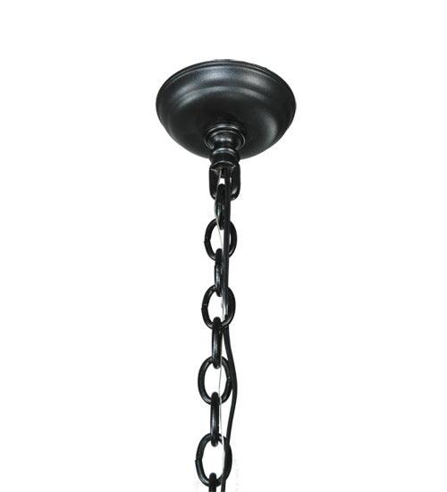 Meyda Lighting Kokopeli 32" 4-Light Textured Black Inverted Pendant Light With Beige Iridescent Shade Glass