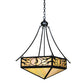 Meyda Lighting Kokopeli 32" 4-Light Textured Black Inverted Pendant Light With Beige Iridescent Shade Glass