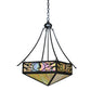 Meyda Lighting Kokopeli 32" 4-Light Textured Black Inverted Pendant Light With Beige Iridescent Shade Glass