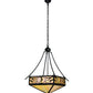Meyda Lighting Kokopeli 32" 4-Light Textured Black Inverted Pendant Light With Beige Iridescent Shade Glass