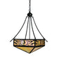 Meyda Lighting Kokopeli 32" 4-Light Textured Black Inverted Pendant Light With Beige Iridescent Shade Glass