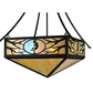 Meyda Lighting Kokopeli 32" 4-Light Textured Black Inverted Pendant Light With Beige Iridescent Shade Glass