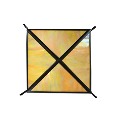Meyda Lighting Kokopeli 32" 4-Light Textured Black Inverted Pendant Light With Beige Iridescent Shade Glass