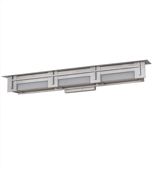 Meyda Lighting Konsol 42" 3-Light Nickel Wall Sconce With White Statuario Idalight Shade