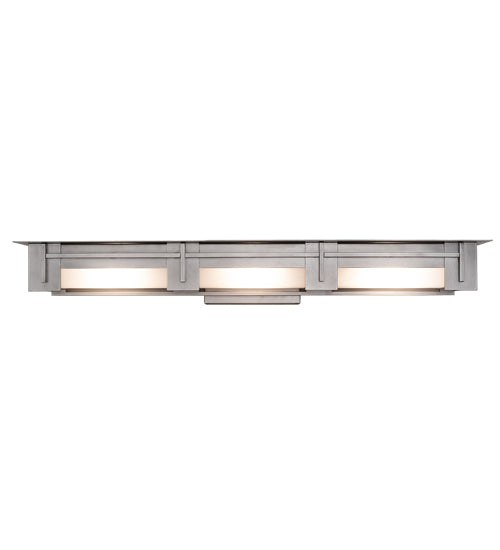 Meyda Lighting Konsol 42" 3-Light Nickel Wall Sconce With White Statuario Idalight Shade