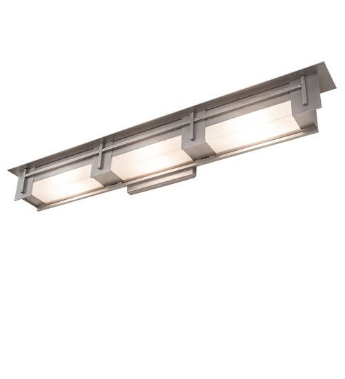 Meyda Lighting Konsol 42" 3-Light Nickel Wall Sconce With White Statuario Idalight Shade