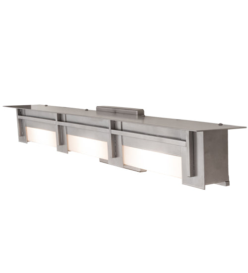 Meyda Lighting Konsol 42" 3-Light Nickel Wall Sconce With White Statuario Idalight Shade