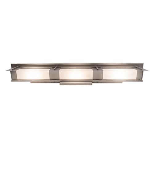 Meyda Lighting Konsol 42" 3-Light Nickel Wall Sconce With White Statuario Idalight Shade