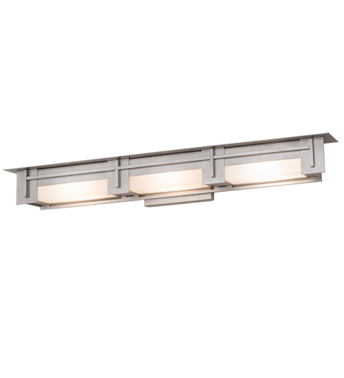 Meyda Lighting Konsol 42" 3-Light Nickel Wall Sconce With White Statuario Idalight Shade