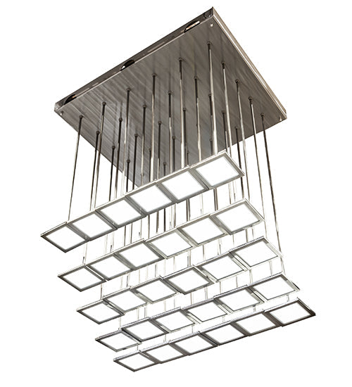 Meyda Lighting Kossar 26" 30-Light LED Alloy Wheel Clear Coat Cascading Pendant Light With White Oled Shade