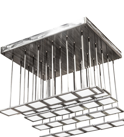 Meyda Lighting Kossar 27" 36-Light Alloy Wheel Clear Coat Cascading Pendant Light With White Oled Shade