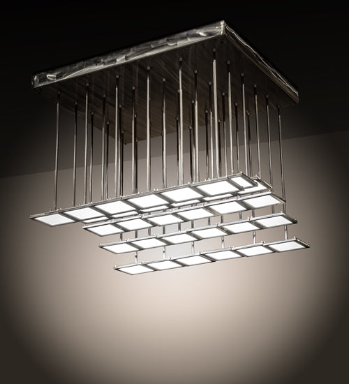 Meyda Lighting Kossar 27" 36-Light Alloy Wheel Clear Coat Cascading Pendant Light With White Oled Shade