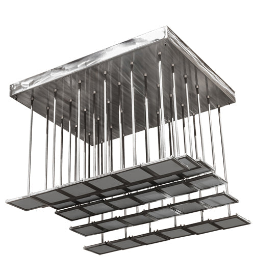Meyda Lighting Kossar 27" 36-Light Alloy Wheel Clear Coat Cascading Pendant Light With White Oled Shade