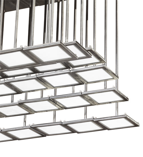 Meyda Lighting Kossar 27" 36-Light Alloy Wheel Clear Coat Cascading Pendant Light With White Oled Shade
