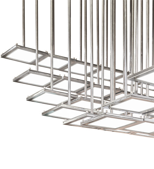 Meyda Lighting Kossar 80" 102-Light OLED Alloy Wheel Clear Coat Cascading Pendant Light With White Shade