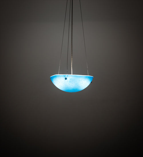 Meyda Lighting Kromatico 16" 3-Light Nickel Inverted Pendant Light With Blue Shade Glass