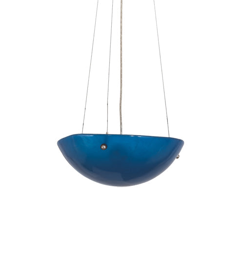 Meyda Lighting Kromatico 16" 3-Light Nickel Inverted Pendant Light With Blue Shade Glass