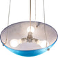 Meyda Lighting Kromatico 16" 3-Light Nickel Inverted Pendant Light With Blue Shade Glass
