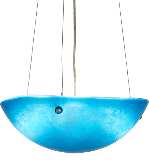 Meyda Lighting Kromatico 16" 3-Light Nickel Inverted Pendant Light With Blue Shade Glass