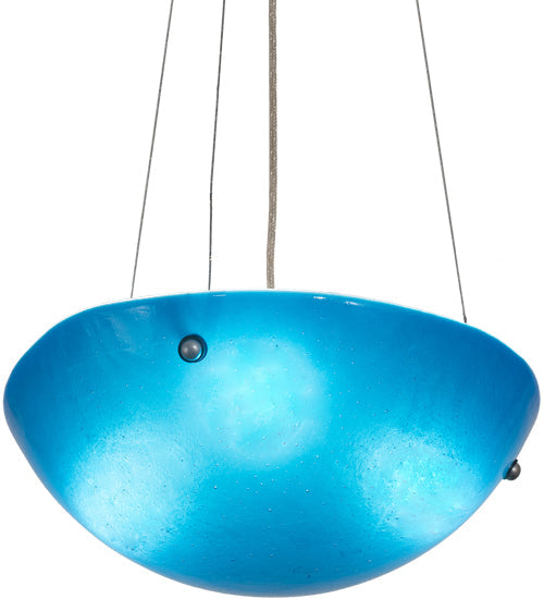 Meyda Lighting Kromatico 16" 3-Light Nickel Inverted Pendant Light With Blue Shade Glass