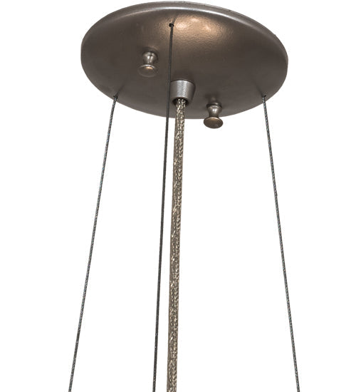 Meyda Lighting Kromatico 16" 3-Light Nickel Inverted Pendant Light With Blue Shade Glass