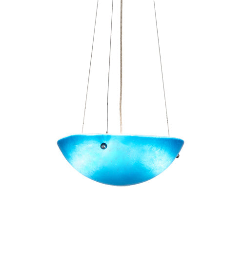 Meyda Lighting Kromatico 16" 3-Light Nickel Inverted Pendant Light With Blue Shade Glass