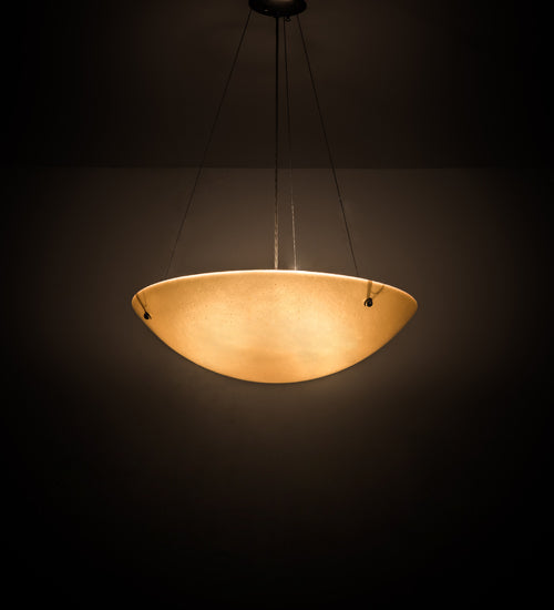 Meyda Lighting Kromatico 24" 3-Light Nickel Inverted Pendant Light With Amber & Gold Shade Glass