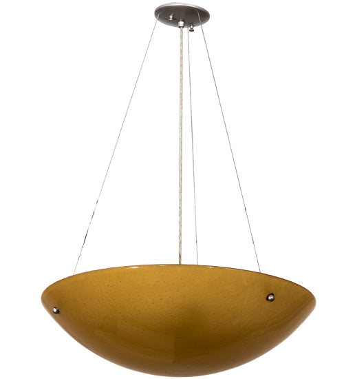 Meyda Lighting Kromatico 24" 3-Light Nickel Inverted Pendant Light With Amber & Gold Shade Glass