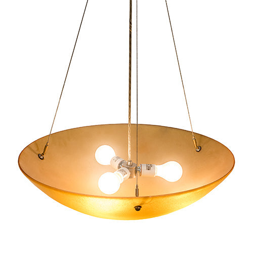 Meyda Lighting Kromatico 24" 3-Light Nickel Inverted Pendant Light With Amber & Gold Shade Glass