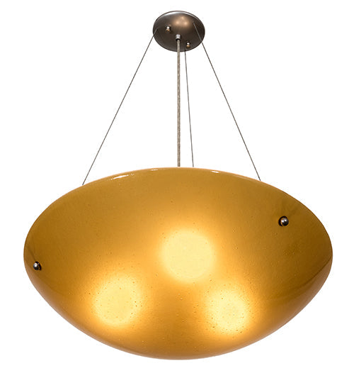 Meyda Lighting Kromatico 24" 3-Light Nickel Inverted Pendant Light With Amber & Gold Shade Glass