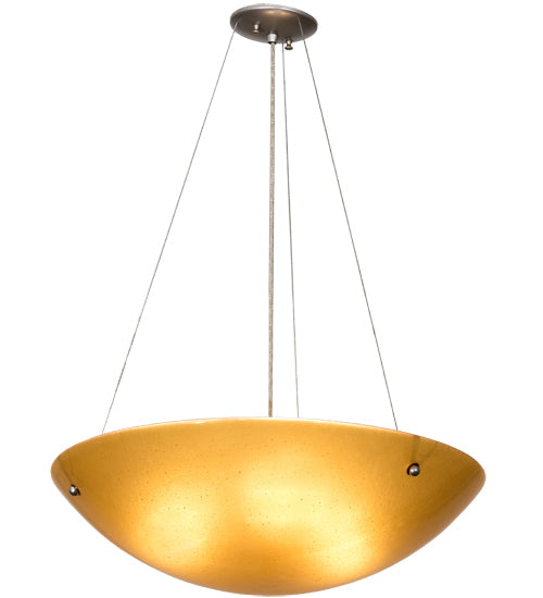 Meyda Lighting Kromatico 24" 3-Light Nickel Inverted Pendant Light With Amber & Gold Shade Glass