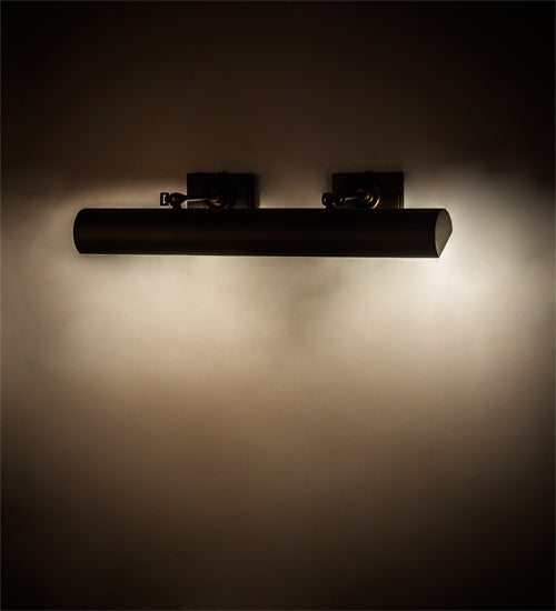 Meyda Lighting Kromme 24" 2-Light Antique Copper Picture Wall Sconce With Chocolate Shade