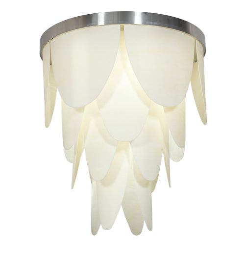 Meyda Lighting Kronick 48" 12-Light Brushed Stainless Steel Flush Mount Light With Creme Carrara Idalight Shade