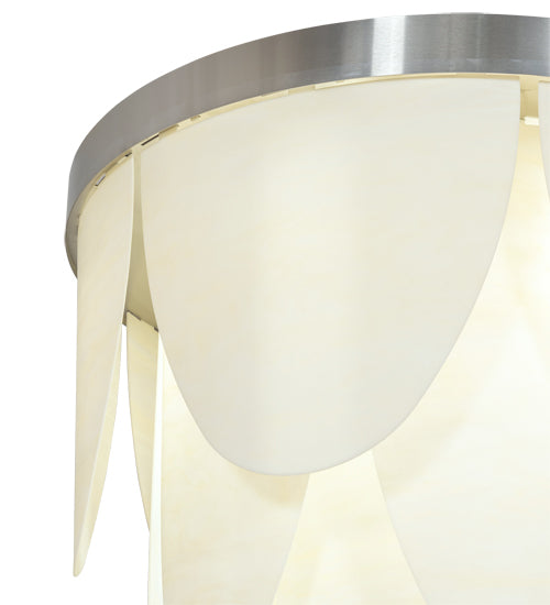 Meyda Lighting Kronick 48" 12-Light Brushed Stainless Steel Flush Mount Light With Creme Carrara Idalight Shade