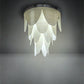 Meyda Lighting Kronick 48" 12-Light Brushed Stainless Steel Flush Mount Light With Creme Carrara Idalight Shade