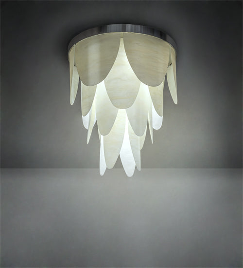 Meyda Lighting Kronick 48" 12-Light Brushed Stainless Steel Flush Mount Light With Creme Carrara Idalight Shade