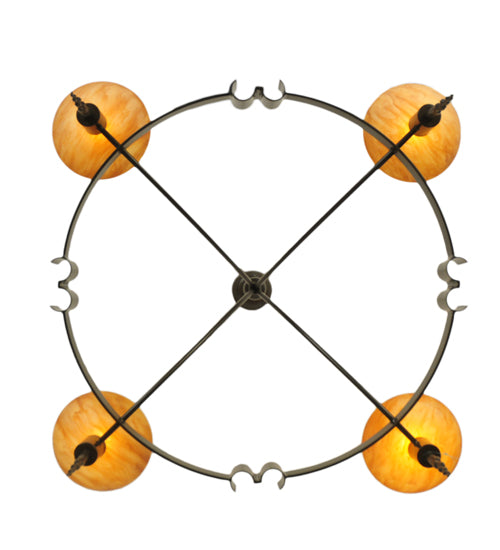 Meyda Lighting Kuberic 49" 4-Light Timeless Bronze Chandelier With Amber Shade Glass