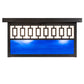 Meyda Lighting Kungsholm 256013 26" 5-Light Craftsman Brown Flush Mount Light With Dark Blue & White Art Shade Glass