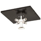 Meyda Lighting Kungsholm 256013 26" 5-Light Craftsman Brown Flush Mount Light With Dark Blue & White Art Shade Glass