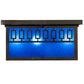 Meyda Lighting Kungsholm 26" 5-Light Craftsman Brown Flush Mount Light With Dark Blue & White Art Shade Glass