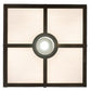 Meyda Lighting Kungsholm 26" 5-Light Craftsman Brown Flush Mount Light With Dark Blue & White Art Shade Glass