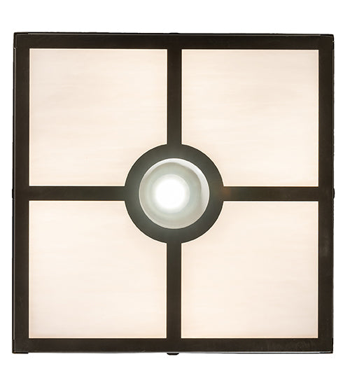 Meyda Lighting Kungsholm 26" 5-Light Craftsman Brown Flush Mount Light With Dark Blue & White Art Shade Glass