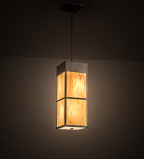 Meyda Lighting Kyoto 11" 4-Light Brushed Stainless Steel Pendant Light With Beige & White Shade Glass