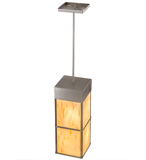 Meyda Lighting Kyoto 11" 4-Light Brushed Stainless Steel Pendant Light With Beige & White Shade Glass