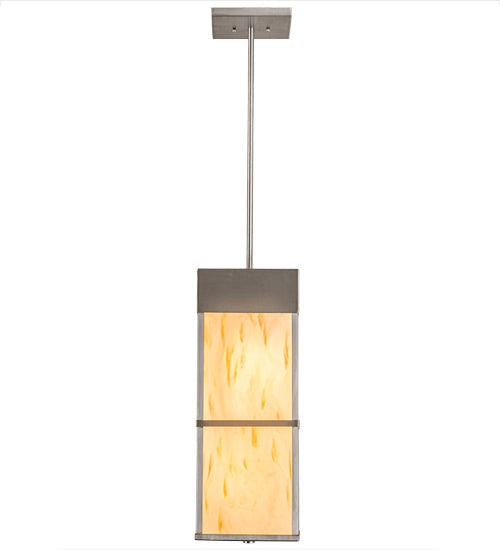 Meyda Lighting Kyoto 11" 4-Light Brushed Stainless Steel Pendant Light With Beige & White Shade Glass