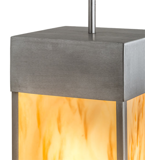 Meyda Lighting Kyoto 11" 4-Light Brushed Stainless Steel Pendant Light With Beige & White Shade Glass