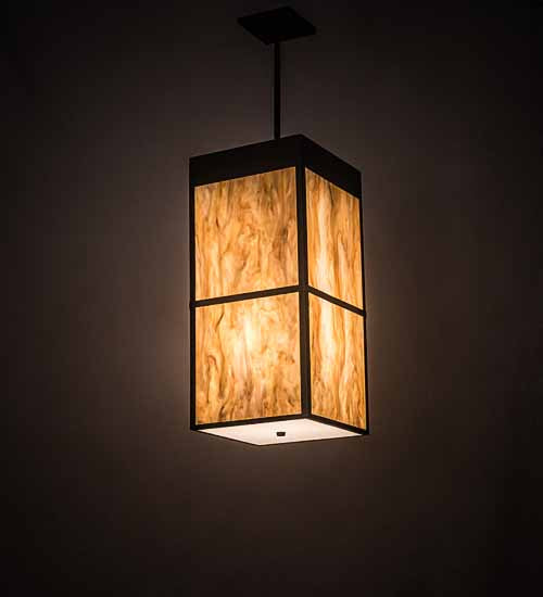 Meyda Lighting Kyoto 20" 4-Light Timeless Bronze Pendant Light With Travertine Idalight Shade